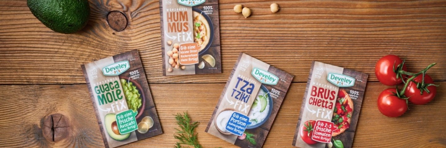 Develey Neuprodukt Pasten Fix Würzpasten alle Sorten: Guacamole, Hummus, Bruschetta, Tzatziki