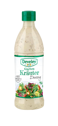 Gartenkräuter Dressing in der Plastikflasche, 500ml zum mitnehmen, passt zu Geflügel Salat und Grillgemüse, glutenfrei, vegetarisch