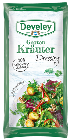 Gartenkräuter Dressing im Portionsbeutel, 75ml zum mitnehmen, passt zu Ofenkartoffeln Salat und Grillgemüse, vegetarisch, glutenfrei