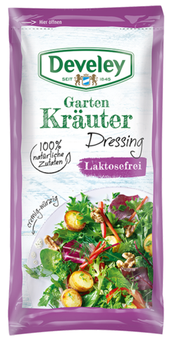 Gartekräuter laktosefrei Dressing im Portionsbeutel, 75ml zum mitnehmen, passt zu Ofenkartoffeln Salat und Grillgemüse, vegetarisch, glutenfrei, laktosefrei