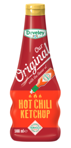Our Original Hot Chili Ketchup in der 500ml Squeeze-Flasche, Tomaten Ketchup, vegetarisch, vegan, scharf. tabasco, chili soße