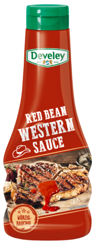 Die Red Bean Sauce von Develey ist Würzig und rauchig und passt perfekt zu Burger,  Wurst und Geflügel, Squeeze, 250ml, grillsoße, vegan. vegetarisch
