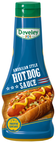 Die Hot Dog Sauce von Develey ist fruchtig senfig und passt perfekt zu Geflügel,  Burger und Steak, Squeeze, 250ml, grillsoße vegetarisch