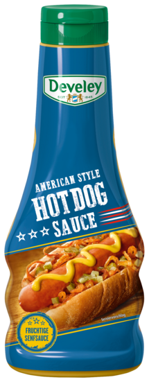 Die Hot Dog Sauce von Develey ist fruchtig senfig und passt perfekt zu Geflügel,  Burger und Steak, Squeeze, 250ml, grillsoße vegetarisch