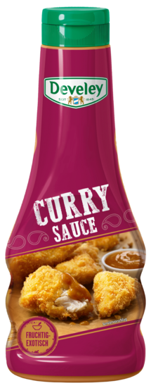 Die Curry Sauce von Develey ist würzig scharf und passt perfekt zu Geflügel, Grillgemüse und Ofenkartoffel, Squeeze, 250ml, grillsoße, vegan,  vegetarisch