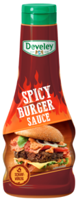Die Spicy Burger Sauce von Develey ist scharf würzig und passt perfekt zu Burger, Grillgemüse und Steak, Squeeze, 250ml, grillsoße, vegetarisch
