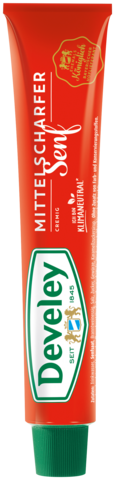 Mittelscharfer Senf im 100ml Tube von Develey, cremig & würzig, klimaneutral, vegan, vegetarisch