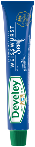 Süßer Weißwurst Senf in der 100ml Tube von Develey, körnig süß, klimaneutral, vegan, vegetarisch
