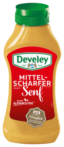 Mittelscharfer Senf im 300ml Squeeze von Develey, cremig & würzig, klimaneutral, vegan, vegetarisch