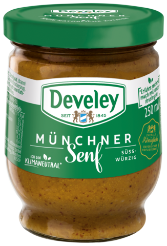 Münchner Senf in der 250ml Glas von Develey, Herzhaft & körnig, klimaneutral, vegan, vegetarisch