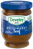 Süßer Weißwurst Senf im 250ml Glas von Develey, körnig süß, klimaneutral, vegan, vegetarisch