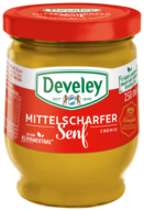 Mittelscharfer Senf im 250ml Glas von Develey, cremig & würzig, klimaneutral, vegan, vegetarisch