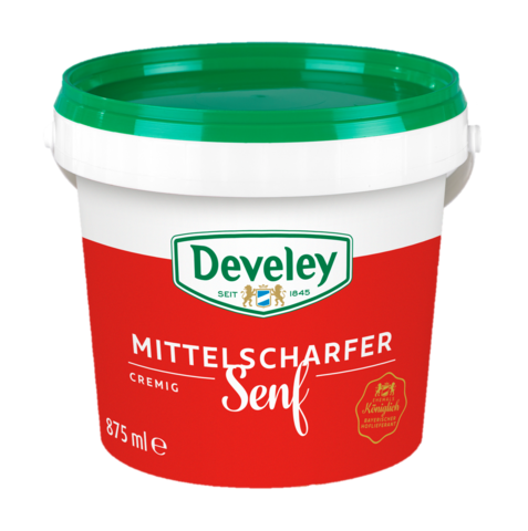 Mittelscharfer Senf im 875ml Eimer von Develey, cremig & würzig, klimaneutral, vegan, vegetarisch