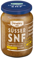 Süßer Weißwurst Senf SNF im 335ml Glas von Develey, körnig süß, klimaneutral, vegan, vegetarisch, 30% weniger Zucker