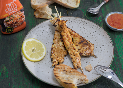 Rezept, Gericht von Develey: marinierte Spieße mit leckerer Sweet Chili Sauce