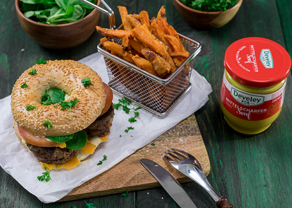 Rezept, Gericht von Develey: Bagel mit mittelscharfem Senf