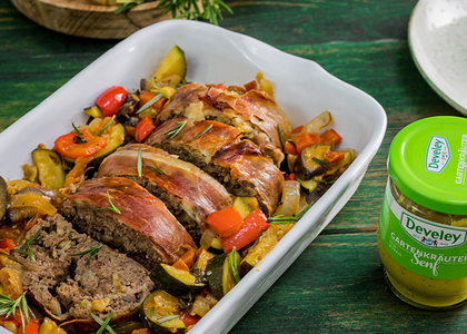 Rezept, Gericht von Develey: Hackbraten mit Gartenkräuter Senf