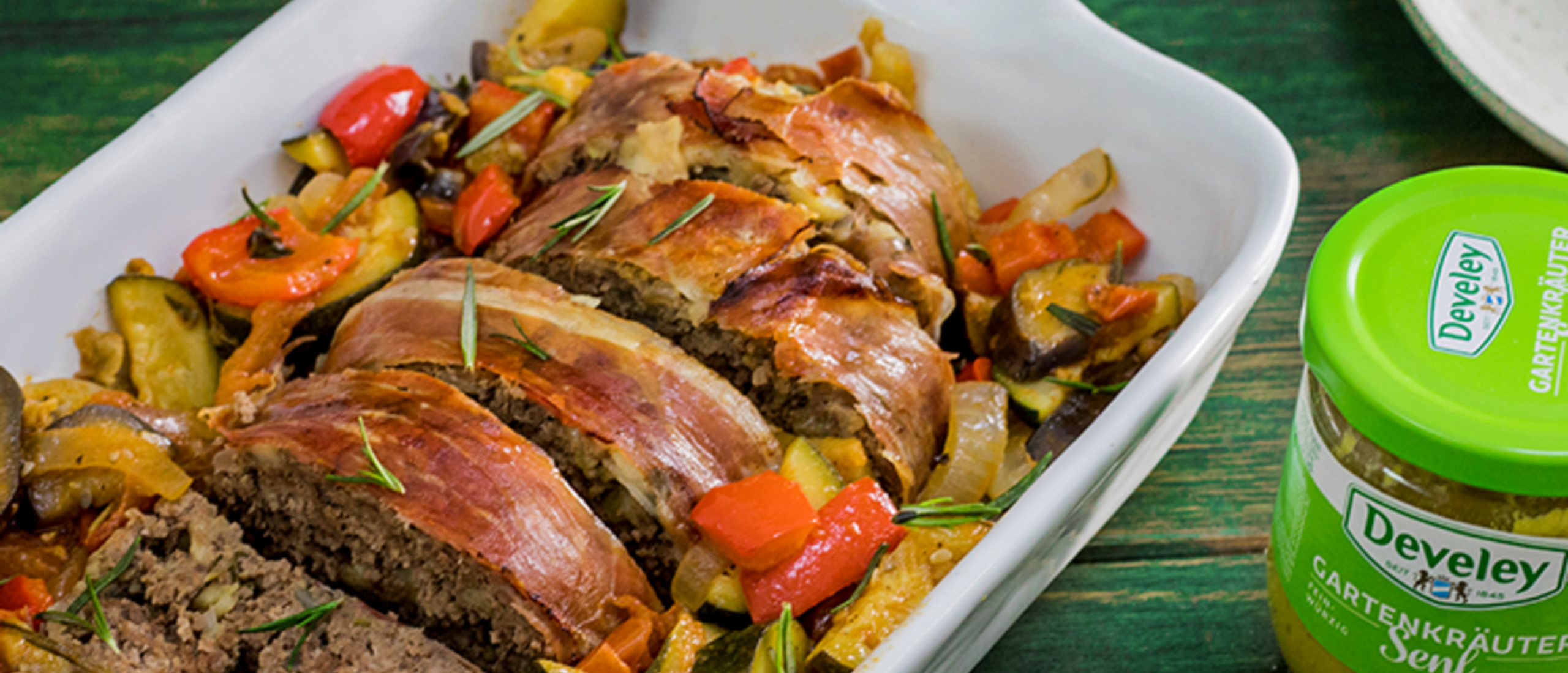Rezept, Gericht von Develey: Hackbraten mit Gartenkräuter Senf