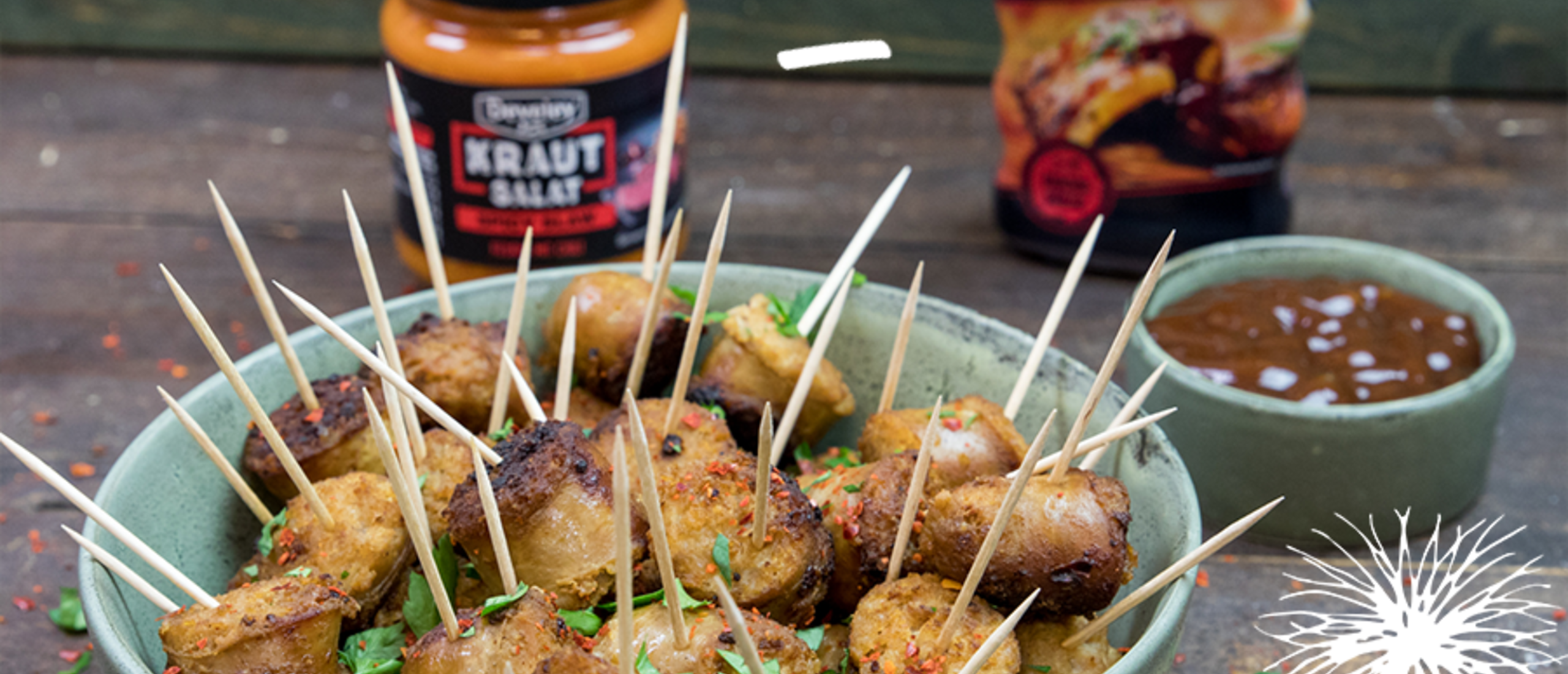 Rezept, Gericht von Develey: Saussage Bites in Weiswein mit BBQ Sauce